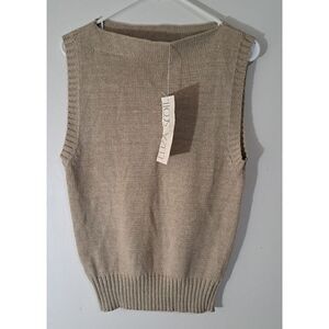 Vintage Eliza Scott Womens L Boatneck RAMIE LINEN Tan Vest Top Summer Spring